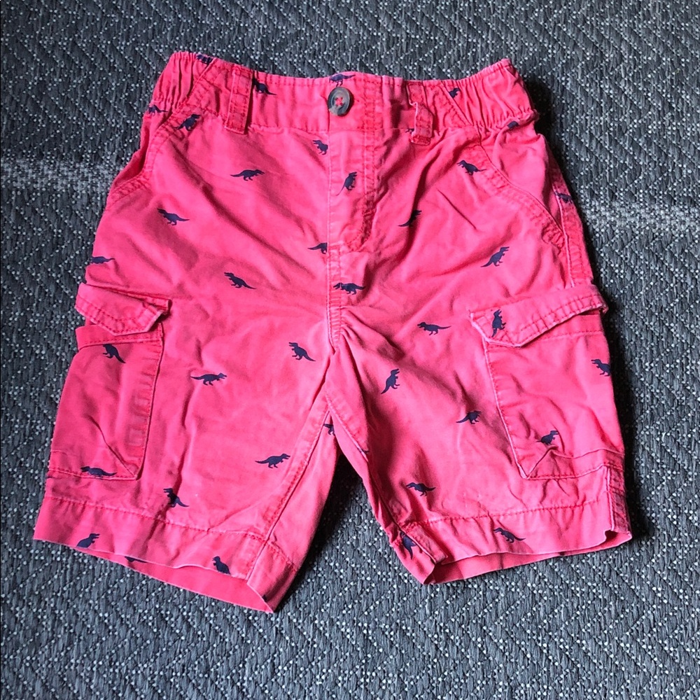 George Hot Pink Cargo Shorts with Navy Dino Print